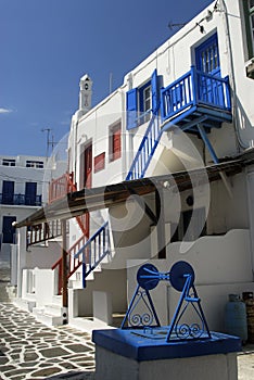 Whitewashed houses, Mykonos, Greece