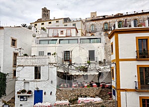 Whitewashed houses in the old town of Ibiza