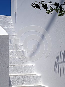 Whitewashed Steps to Blue Door, Greek Island