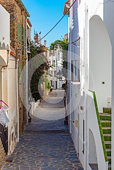 Whitewashed street at Spanish village Cadaques