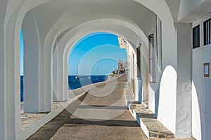 Whitewashed street at Spanish village Cadaques