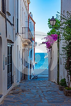 Whitewashed street at Spanish village Cadaques