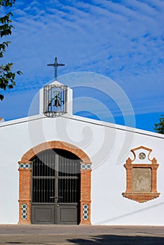Whitewashed traditional church or hermita in a small village in Spain. Jamilena photo