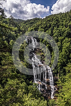 Whitewater Falls and a Cloudy Blue Sky