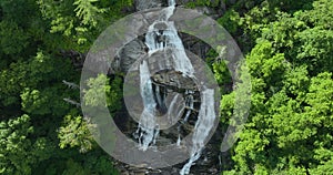 Whitewater Falls in Nantahala National Forest, North Carolina, USA. Beautiful landscape of high waterfall with falling