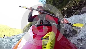 Whitewater kayaking, super slow motion