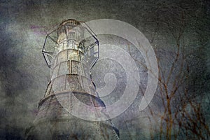 Whitford Lighthouse Wales grungy texture effect