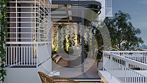 A Whitish Amazing Verandah Interior Design, Natural, Refreshment Place