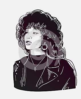 Whitney Houston vector sketch portrait illustration editorial