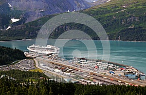 Whittier, Alaska with cruise ship