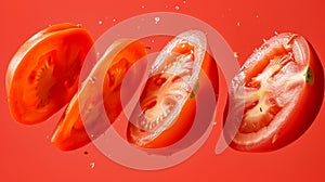 Whizzing Through the Air: 5 Tomato Slices on a Fun Adventure in Spectacul Format!