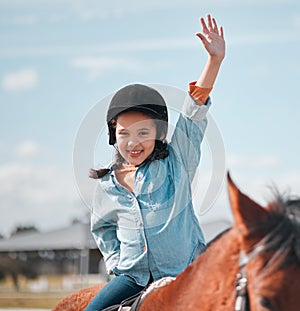 Who loves horseback riding Me. an adorable little girl riding a horse.