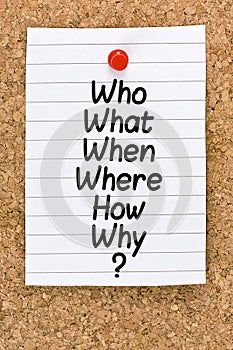 Who What When Where Why Questions photo