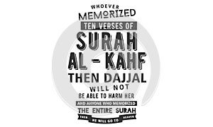 Whoever memorized ten verses of surah al-kahf