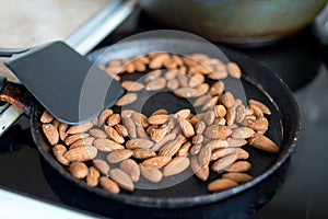 Whole almonds pan-fried