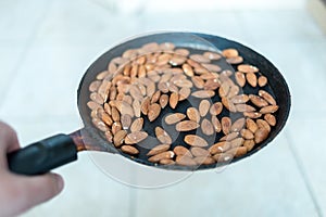 Whole almonds pan-fried