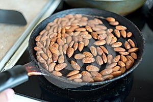 Whole almonds pan-fried