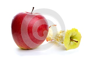 Whole apple and core