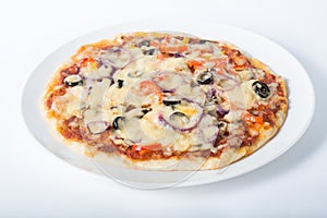 Whole baked pizza