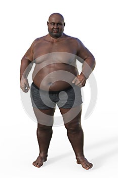 A whole-body representation of an African man with overweight body composition, highlighting the physiological implications of