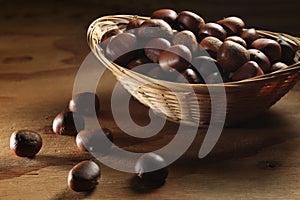 Whole chestnuts in basket