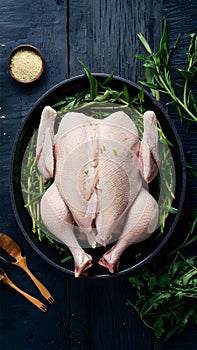 Whole chicken meat prepared for various culinary creations