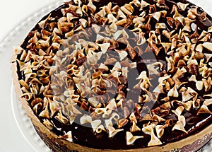 Whole Chocolate cake on plate