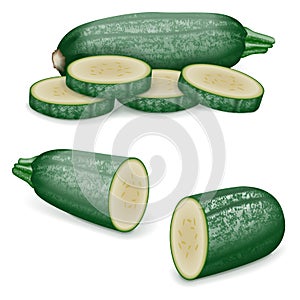 Whole and chopped Cousa or Kousa squash