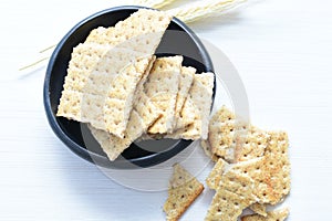 Whole and Chunked Healthy Sesame Soda Crackers photo