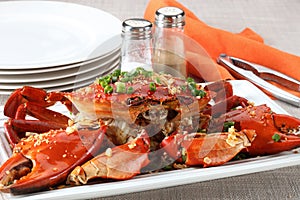 Whole crab on plate