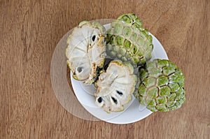 Whole And Cross Section Of Sweetsop