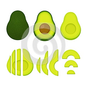 Whole and cut avocado