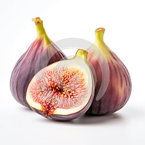 whole and cut figs on a white background