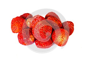 whole freeze dried strawberry on a white background.