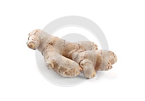 Whole fresh ginger root isolated on white