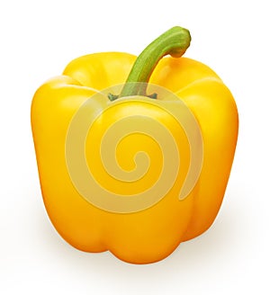 Whole fresh yellow bell pepper isolated on white
