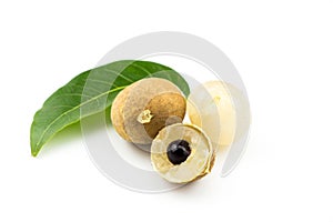 Aril, seeds and leaf of Longan fruits photo
