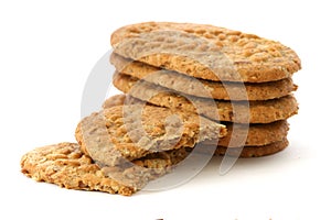 Whole grain biscuits on white background