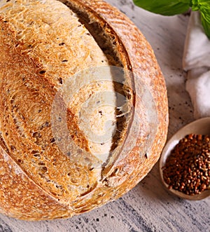 whole grain bread with flax seeds