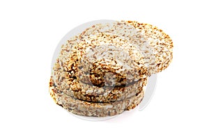 Whole grain buckwheat bread on a white background.