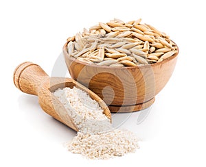 Whole grain oat flour on white