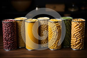 Whole-grain Raw cereals grains in jar. Generate Ai