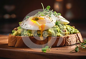 Whole grain toast with avocado and eggs