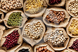 Whole grains of Legumes in sack photo