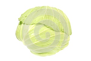 Whole green cabbage isolated on white