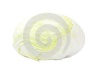 Whole green cabbage isolated on white