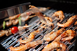 Whole Grilled Shrimps on Grill