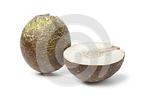 Whole and half breadfruit photo