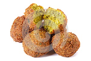 Whole and half falafel isolated on a white background photo