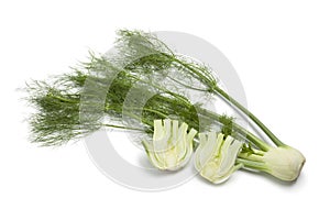 Whole and half fennel bulb